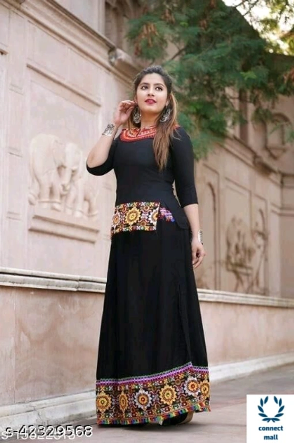 Stylish  RETRO  Women Ethenic Embroidered Rayon  Skirts And Tops - XL